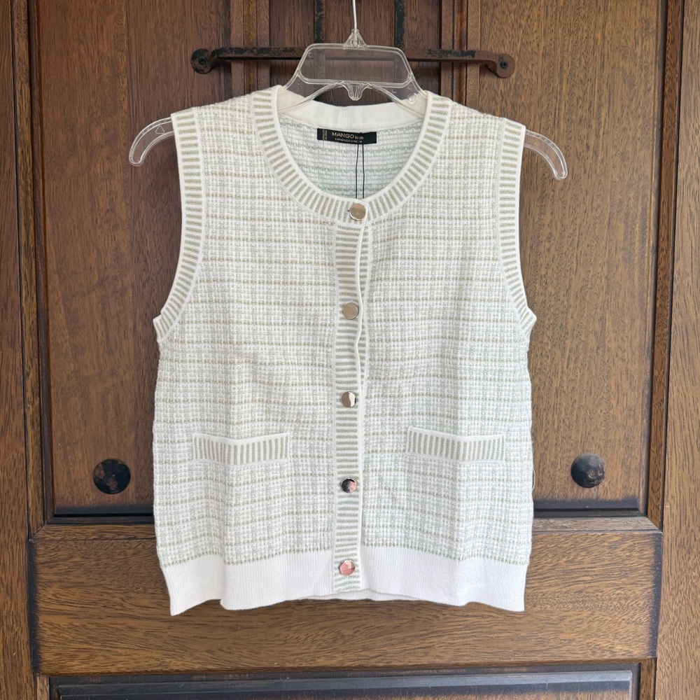 Mango Women's Cream Sleeveless Sweater Vest Size S